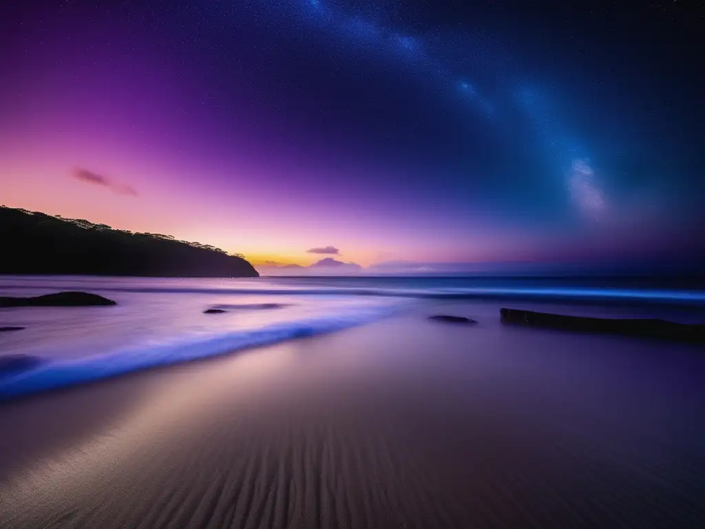 Costa Rica: Cielo nocturno estrellado Encantos astronómicos de Costa Rica: cielo nocturno estrellado sobre paisaje tranquilo de playa