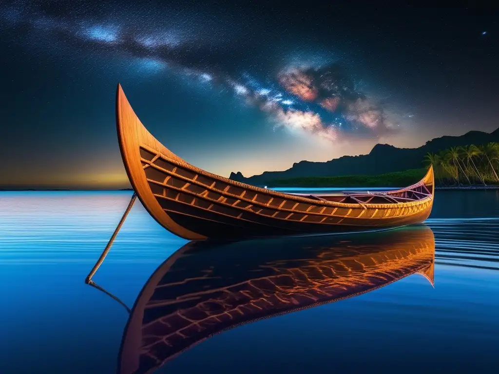 Noche estrellada en Polinesia: Cielo, canoa y cultura Turismo astronómico en Polinesia ancestral: Cielo estrellado, canoa tradicional y belleza celeste