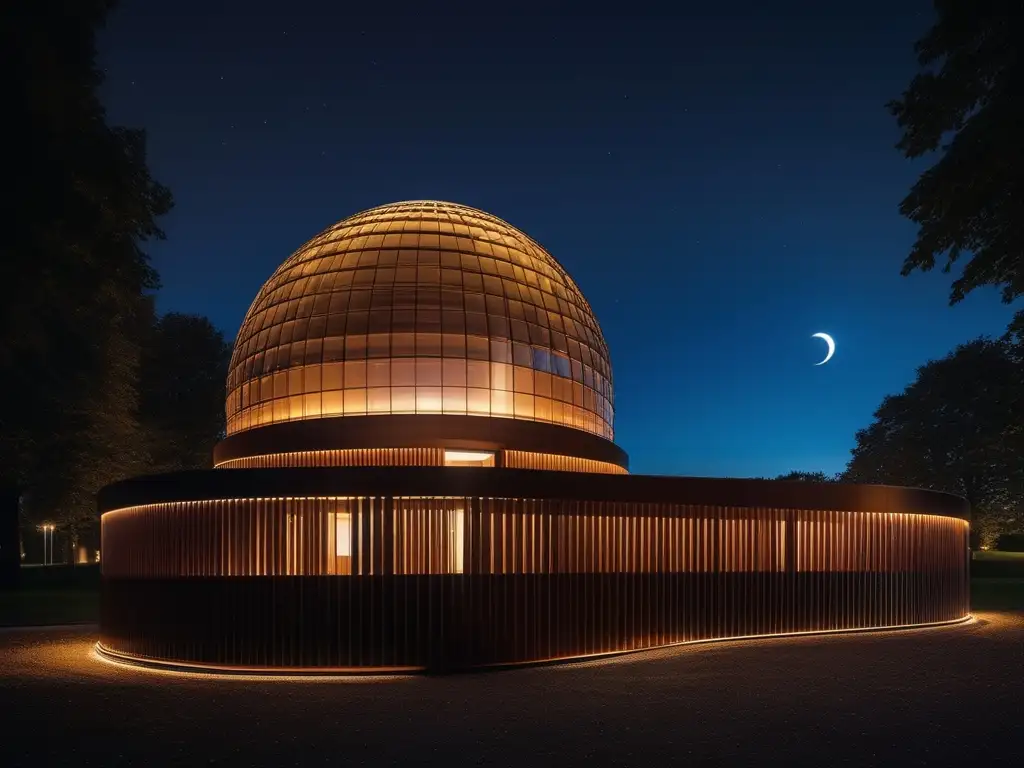 Observatorio de Estrasburgo: majestuosidad y elegancia Turismo astronómico en Francia: Observatorio de Strasbourg, majestuosa imagen nocturna capturando su grandiosidad y elegancia arquitectónica