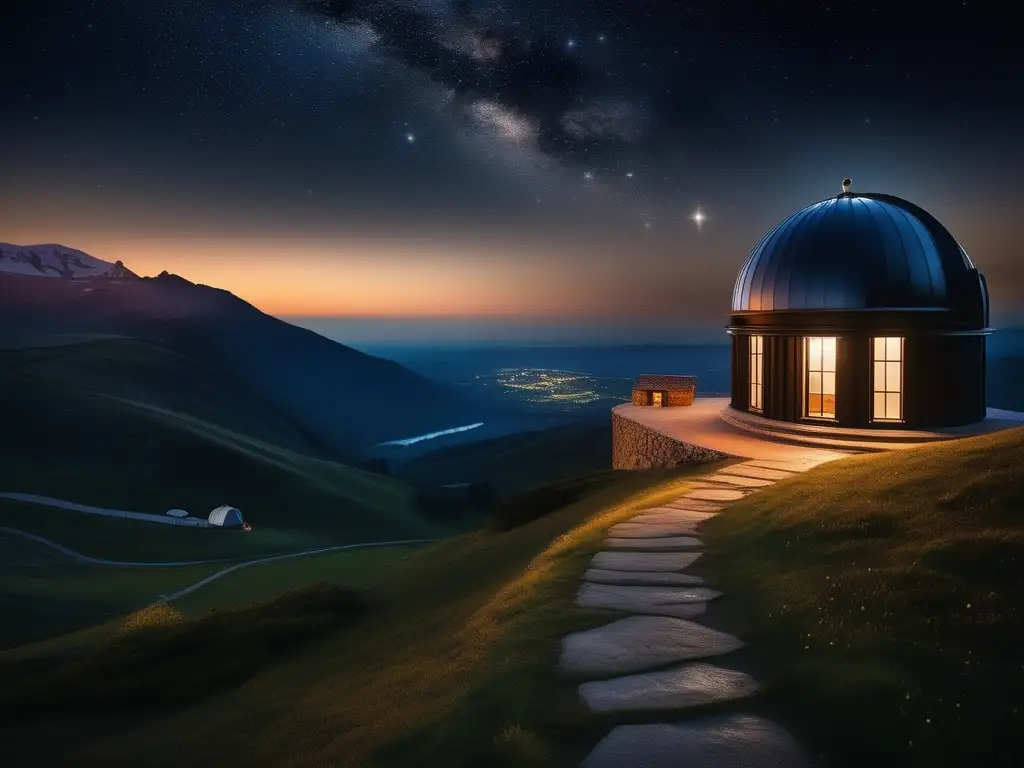 Noche estrellada y observatorio moderno Turismo astronómico sostenible: preservando los cielos oscuros