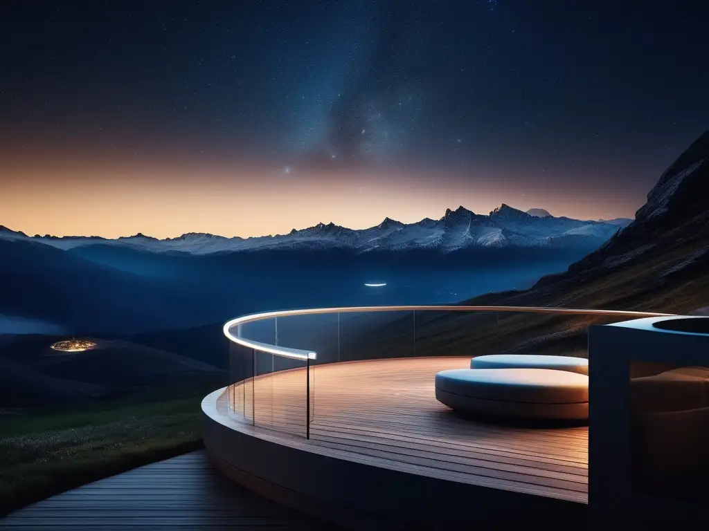 Noche estrellada en observatorio futurista Consejos para observación astronómica avanzada: impresionante imagen 8k de un cielo estrellado en un lugar remoto