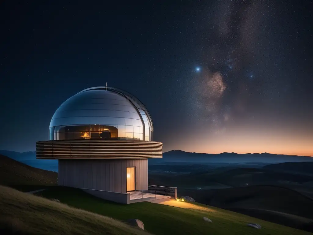 Observatorio minimalista bajo un cielo estrellado Observatorio moderno: Noches estrelladas, turismo astronómico - Prevenir impacto salud
