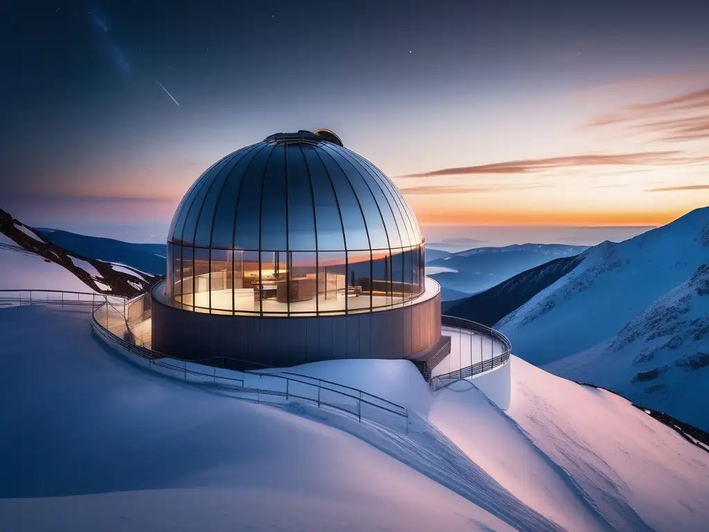 Observatorio moderno en la cima de una montaña Equipo de observación astronómica recomendado en moderno observatorio con impresionante imagen de 8k