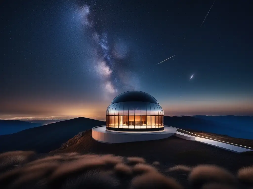 Observatorio moderno con vista panorámica Observatorio moderno en la montaña: Precauciones para viaje astronómico seguro