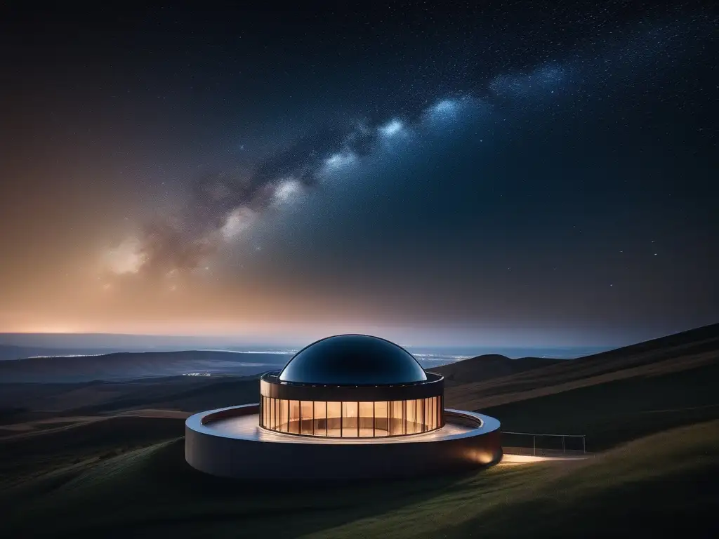 Observatorio moderno en la noche estrellada Observatorio astronómico en paisaje natural, destino turístico estrellas - Mejores destinos turismo astronómico