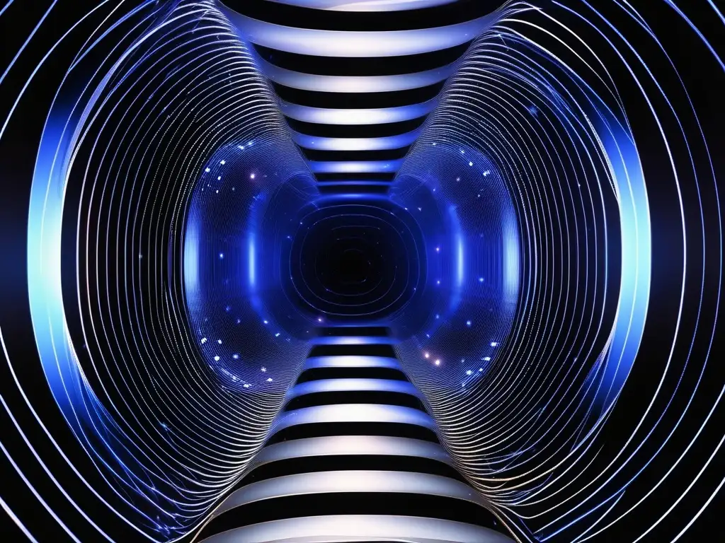 Radiogalaxia en el espacio profundo Descubriendo radiogalaxias: secretos del espacio profundo - Radiogalaxia minimalista de 8k con líneas azules y fondo negro