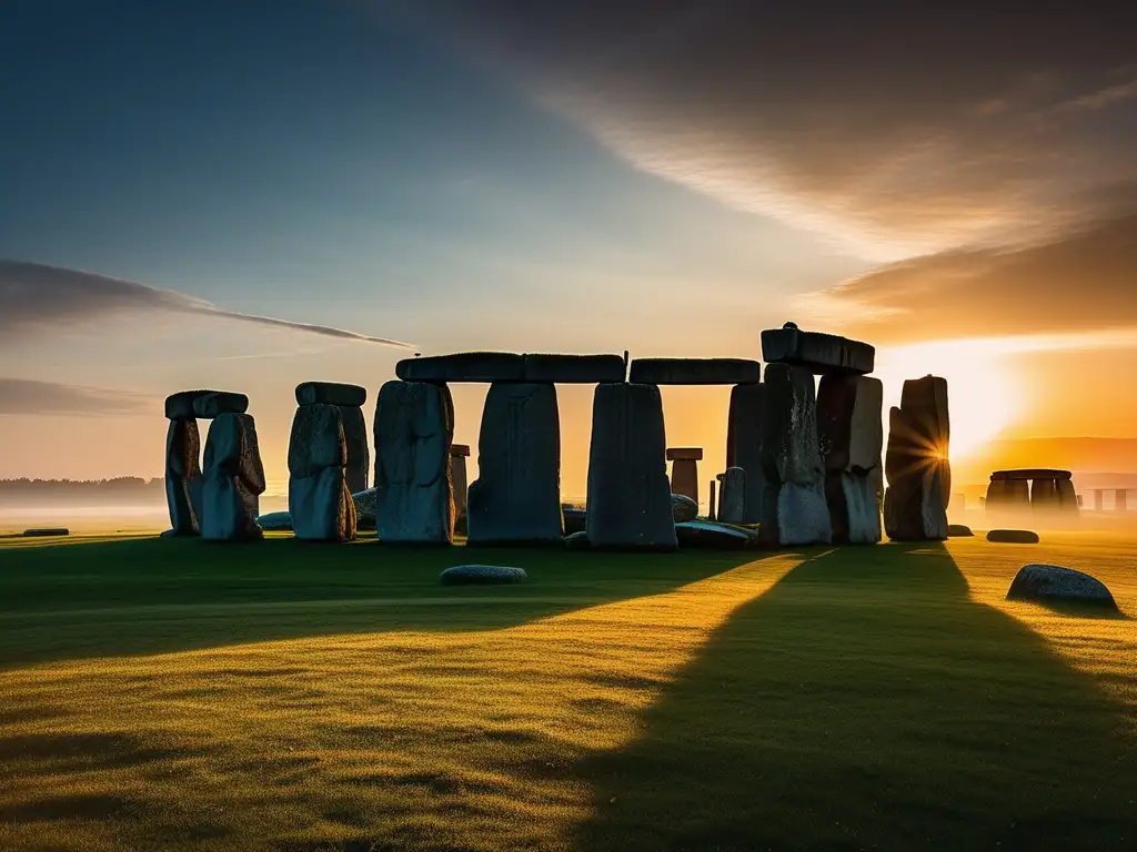 Stonehenge al amanecer Turismo astronómico en círculos de piedra del Reino Unido: Stonehenge al amanecer, con siluetas majestuosas y una atmósfera vibrante