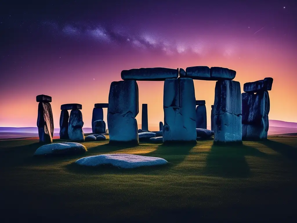 Stonehenge al atardecer: misterioso y minimalista Turismo astronómico en círculos de piedra del Reino Unido: Stonehenge al atardecer, imagen 8K impresionante
