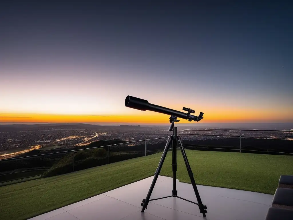 Telescopio accesible para personas con discapacidad visual Equipamiento astronómico accesible para discapacitados, telescopio moderno y compacto en un cielo nocturno estrellado