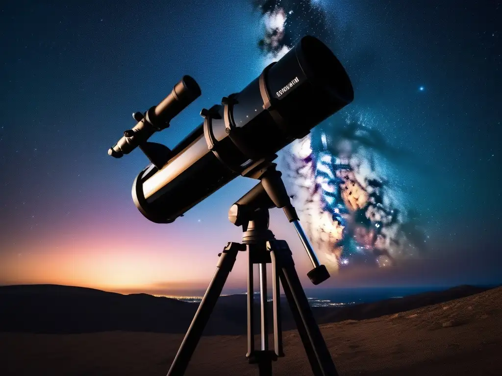 Telescopio negro moderno y estrellado Telescopio moderno de noche estrellada - Beneficios del Telescopio de las Estrellas
