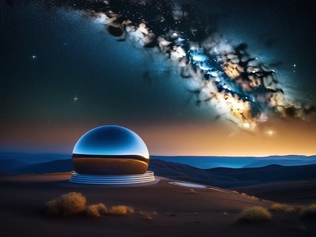 Noche estrellada y telescopio futurista Increíble imagen 8k de cielo estrellado y telescopio futurista