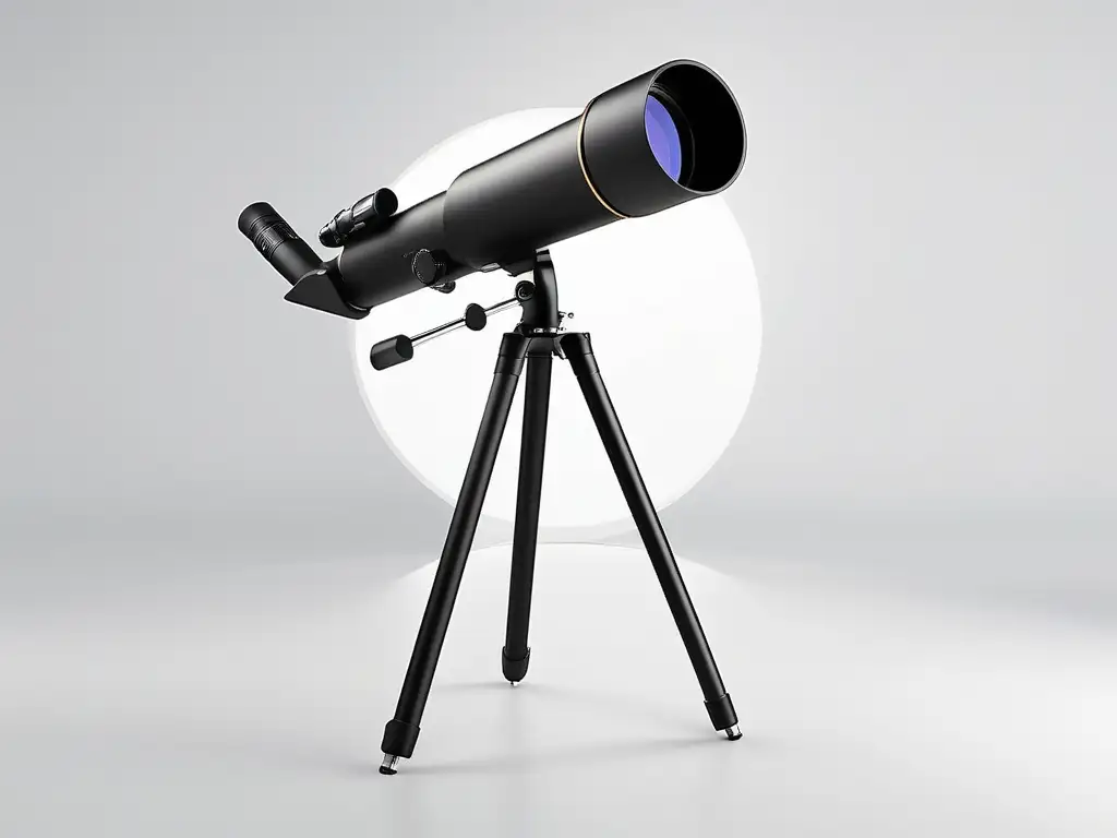 Telescopio moderno y accesible para personas con discapacidad Equipamiento astronómico accesible para discapacitados en 8K, minimalista y moderno, con trípode metálico y diseño ergonómico