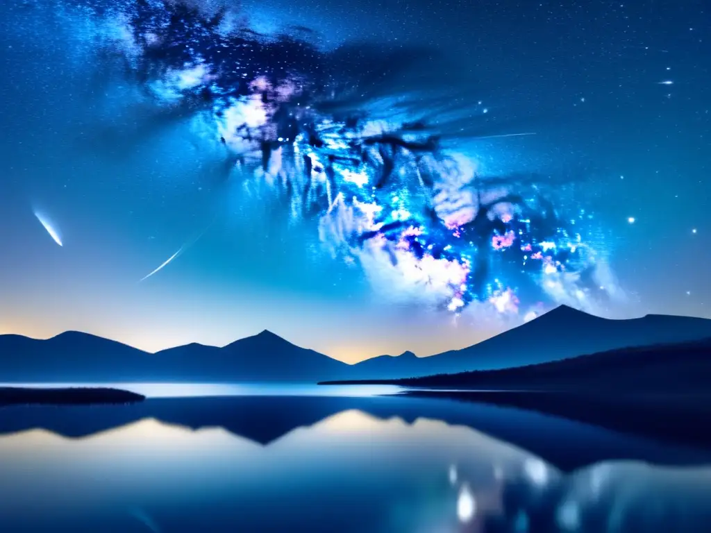 Noche estrellada: Paisaje cósmico minimalista Paisaje nocturno estrellado con toque moderno, destacando la Vía Láctea