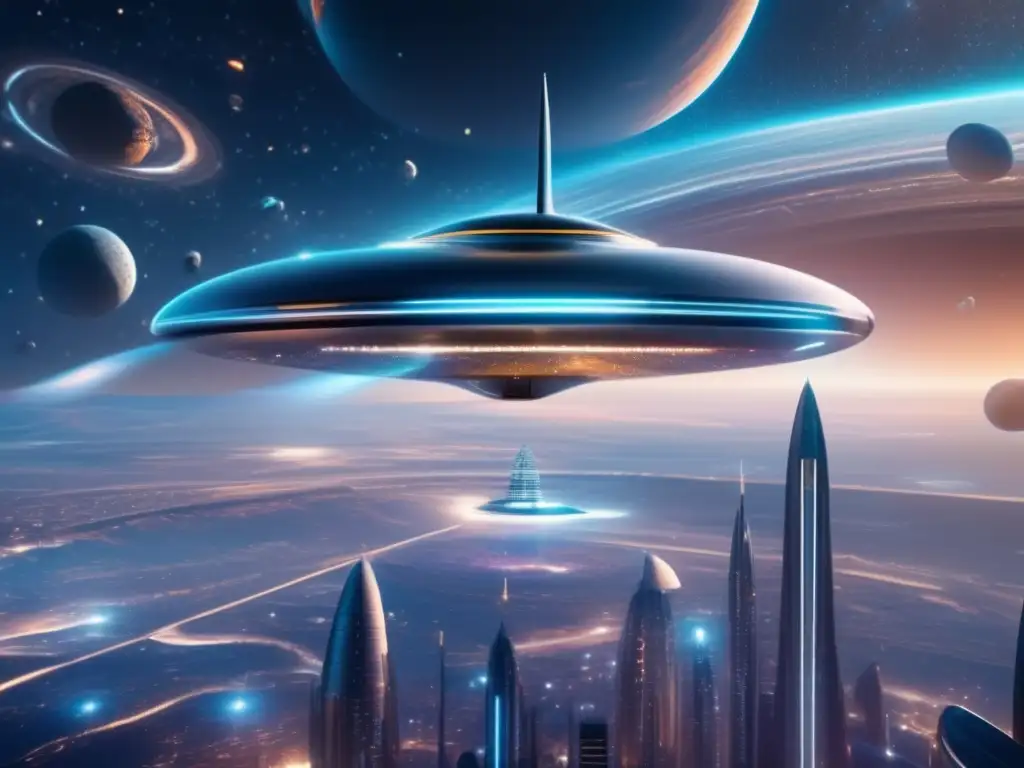 Nave espacial futurista en el cosmos Imagen: Concepto básico del tiempo espacial